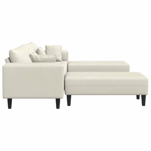 Baršunasta sofa s jastukom s jastukom 3 pcs Krem 208 cm Baršun Cijena