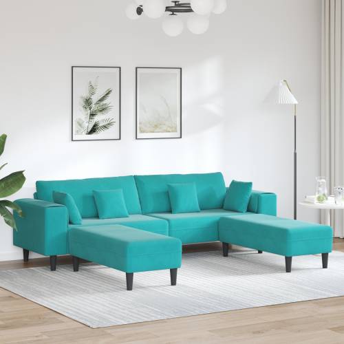 Baršunasta sofa s jastukom s jastukom 3 pcs Tirkizna 208 cm Baršun Cijena