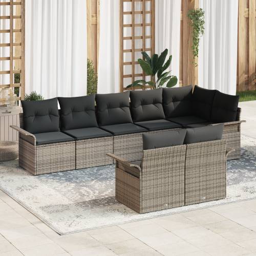 Vrtna garnitura - 8-dijelni set vrtnih sofa s jastučićima siva poliratan Cijena