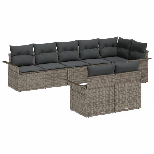 Vrtna garnitura - 8-dijelni set vrtnih sofa s jastučićima siva poliratan Cijena