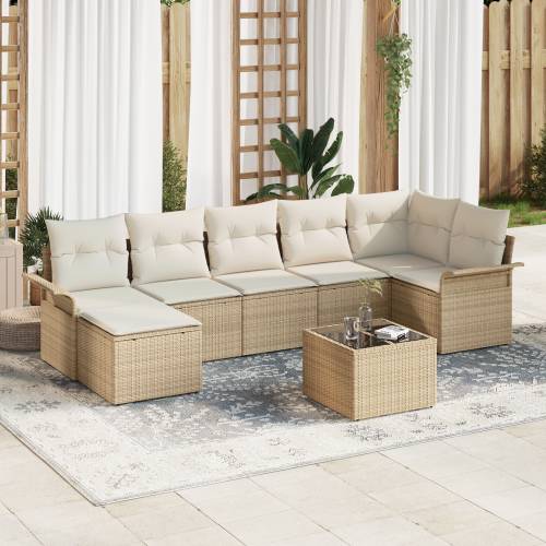 Vrtna garnitura - 8-dijelni set vrtnih sofa s jastučićima smeđi poli ratan Cijena