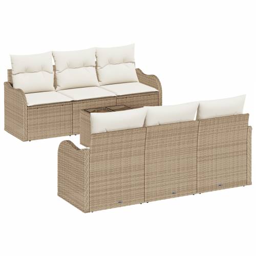 Set garniture za vrt od 7 dijelova s jastučićima Bež Poli Ratan Cijena
