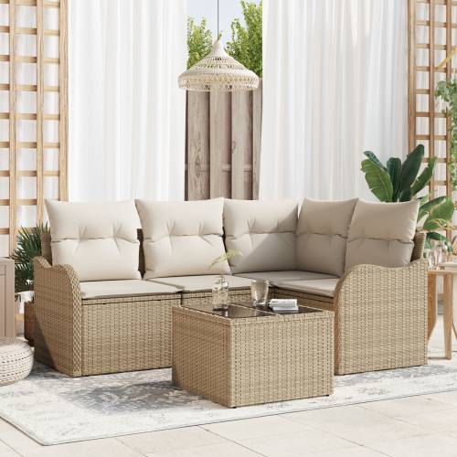 5 Dijelni vrtni kauč set (vrtna garnitura) s Jastučićima Smeđi Poly Rattan Cijena