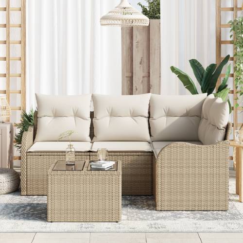 5 Dijelni vrtni kauč set (vrtna garnitura) s Jastučićima Smeđi Poly Rattan Cijena