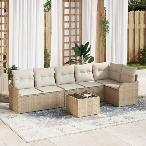 set od 7 komada vrtnih sofa s jastučićima smeđi poli ratan Cijena