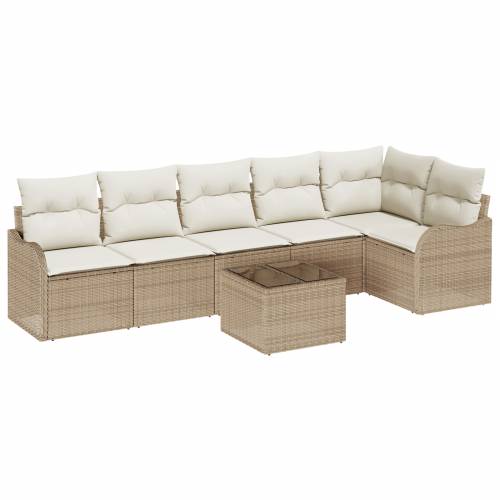 set od 7 komada vrtnih sofa s jastučićima smeđi poli ratan Cijena