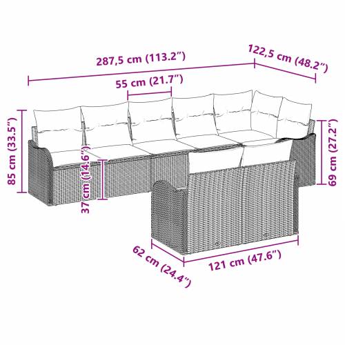 8-dijelni vrtni kauč set (vrtna garnitura) s jastučićima Bež poli ratan Cijena
