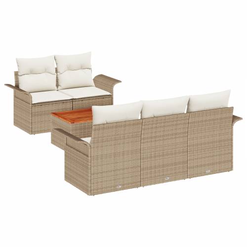 6 Komada Vrtni Sofa Set S Jastucima Bež Poli Ratan Akacija Cijena