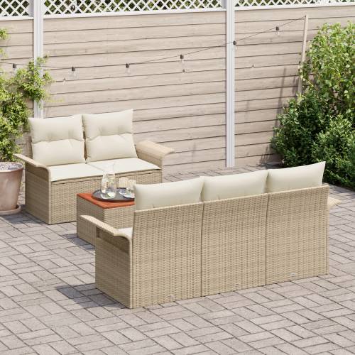 6 Komada Vrtni Sofa Set S Jastucima Bež Poli Ratan Akacija Cijena