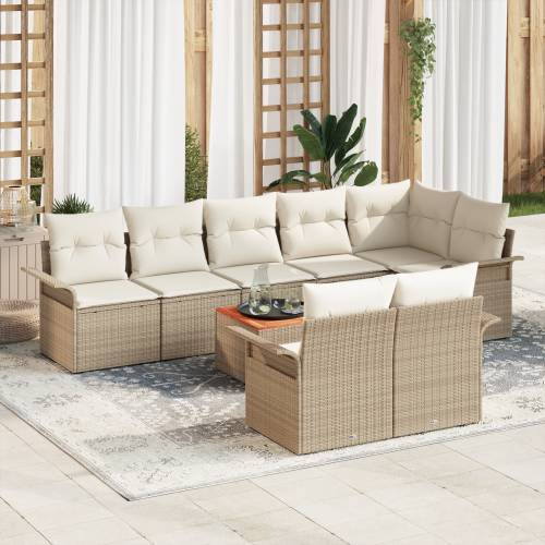 9-dijelni vrtni sofa set s jastucima bež poli ratan akacija Cijena