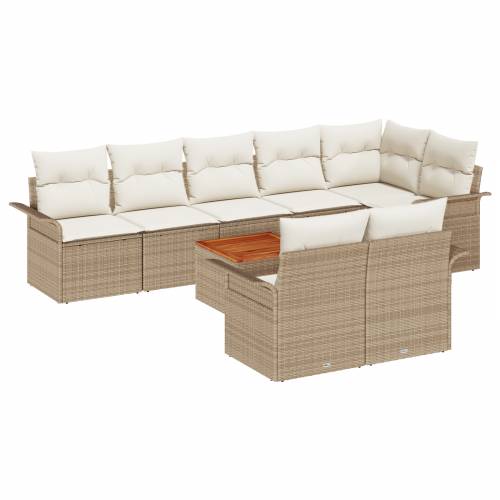 9-dijelni vrtni sofa set s jastucima bež poli ratan akacija Cijena