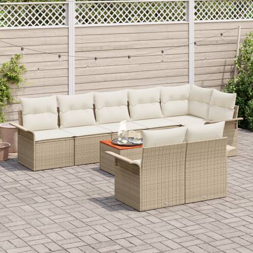 9-dijelni vrtni sofa set s jastucima bež poli ratan akacija Cijena