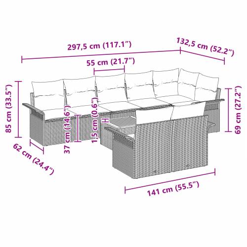 9-dijelni vrtni sofa set s jastucima bež poli ratan akacija Cijena
