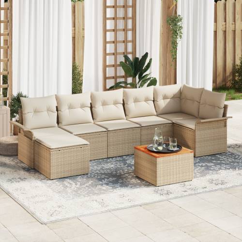 8-dijelni vrtni set sofa s jastučićima bež poli ratan akacija Cijena