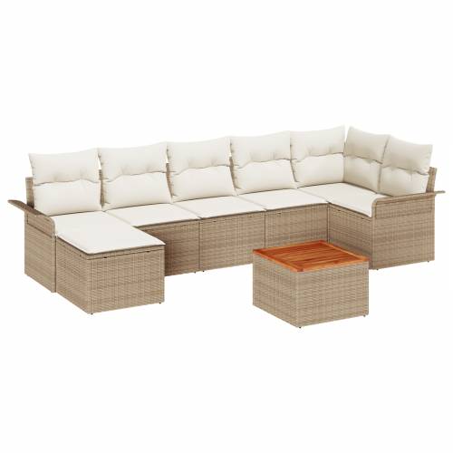 8-dijelni vrtni set sofa s jastučićima bež poli ratan akacija Cijena