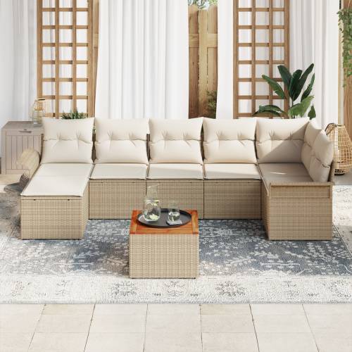 8-dijelni vrtni set sofa s jastučićima bež poli ratan akacija Cijena