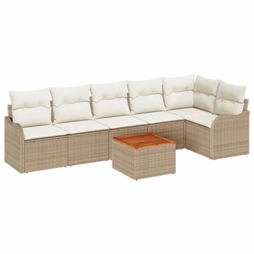 Set vrtnih sofa od 7 komada s jastučićima bež poli ratan akacije Cijena