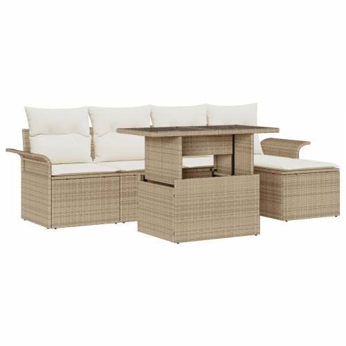 Set Vrtnih Sofa od 6 dijelova s Jastučićima Bež Poli Ratan Cijena