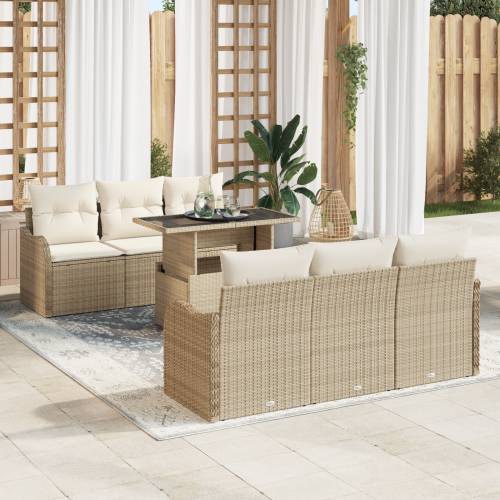 7-dijelni vrtni sofa set s jastučićima bež poli ratana Cijena