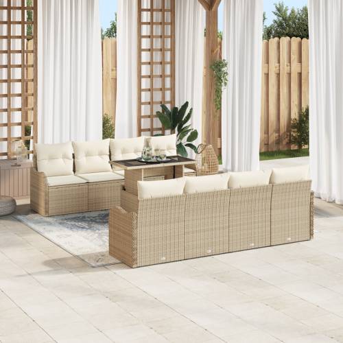 10-dijelni vrtni sofa set s jastučićima bež poli ratan Cijena