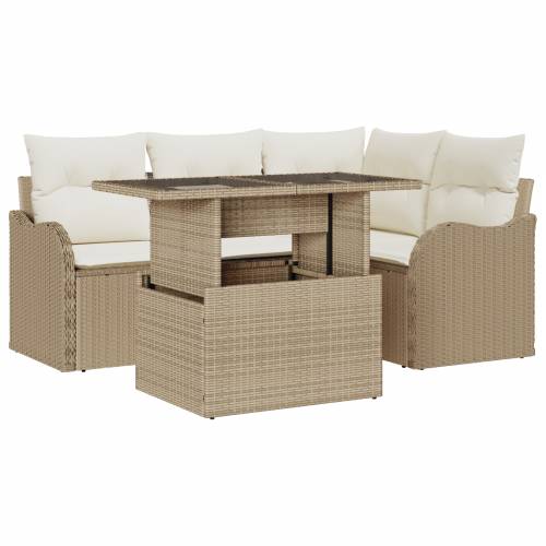 Set od 5 vrtnih sofa s jastučićima Bež Poli Ratan Cijena