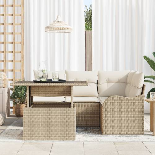 Set od 5 vrtnih sofa s jastučićima Bež Poli Ratan Cijena