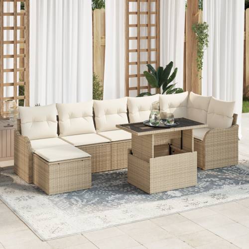 8 komada Vrtni set sofa s jastučićima Bež Poli Ratan Cijena