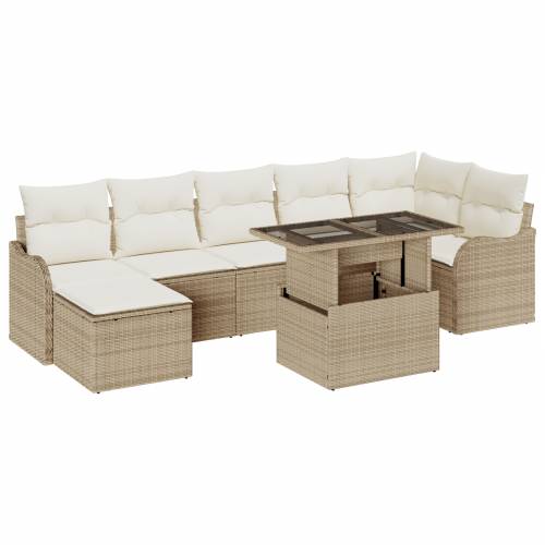 8 komada Vrtni set sofa s jastučićima Bež Poli Ratan Cijena