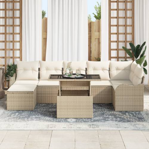 8 komada Vrtni set sofa s jastučićima Bež Poli Ratan Cijena