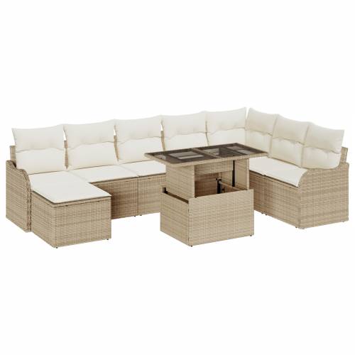 9-dijelni Vrtni Sofa Set s Jastučićima Bež Poli Ratan Cijena