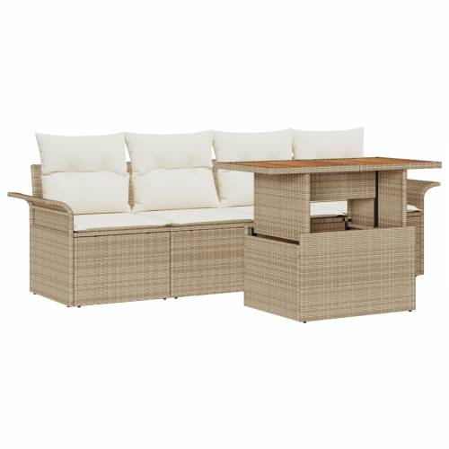 Vrtna garnitura - 5-dijelni set vrtnih sofa s jastučićima bež poli ratan Cijena