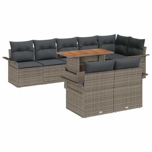 Vrtna garnitura - 9-dijelni set vrtnih sofa s jastučićima sivi poli ratan Cijena