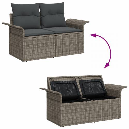 Vrtna garnitura - 9-dijelni set vrtnih sofa s jastučićima sivi poli ratan Cijena