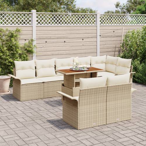 9-dijelni vrtni set sofa s jastučićima bež poli ratan Cijena