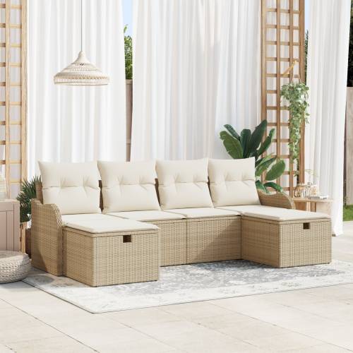 set vrtnih sofa od 6 delova s jastučićima bež poli ratan Cijena