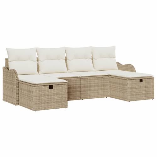 set vrtnih sofa od 6 delova s jastučićima bež poli ratan Cijena