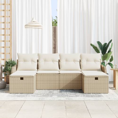 set vrtnih sofa od 6 delova s jastučićima bež poli ratan Cijena