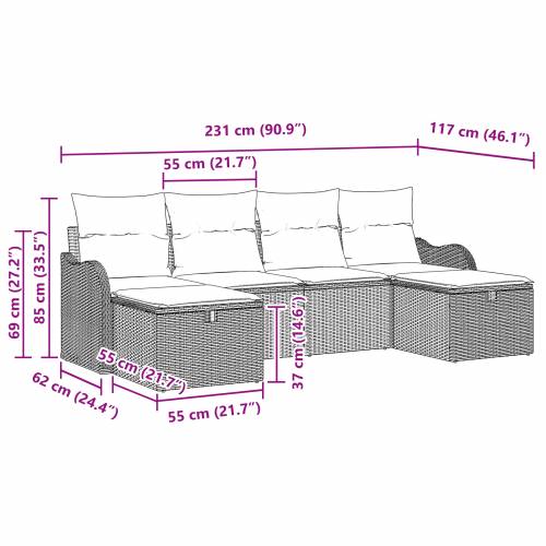 set vrtnih sofa od 6 delova s jastučićima bež poli ratan Cijena