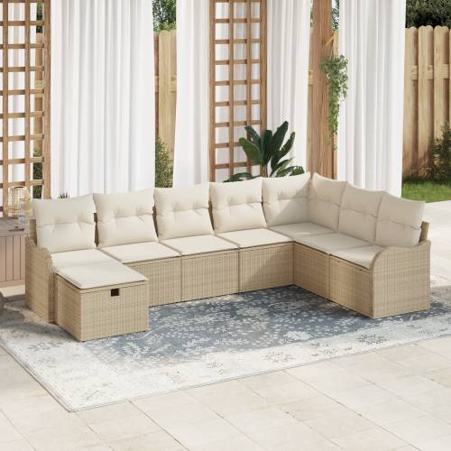 8-dijelni vrtni sofa set s jastucima bež poli ratan Cijena