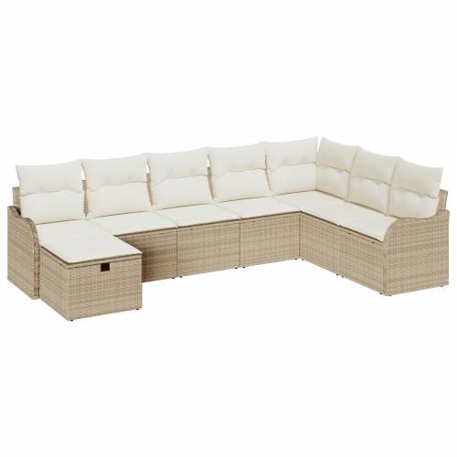 8-dijelni vrtni sofa set s jastucima bež poli ratan Cijena