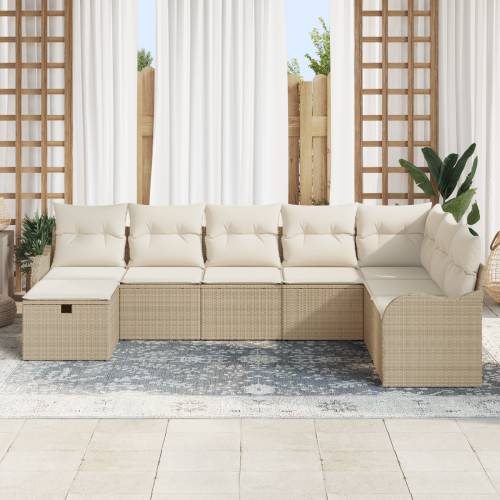 8-dijelni vrtni sofa set s jastucima bež poli ratan Cijena