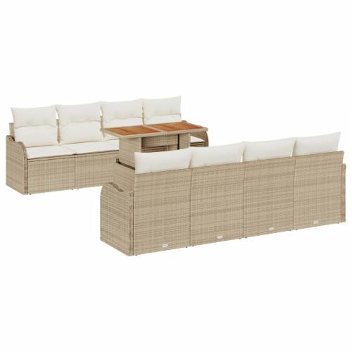 9-komadni vrtni set sofa s jastučićima bež poli ratan Cijena