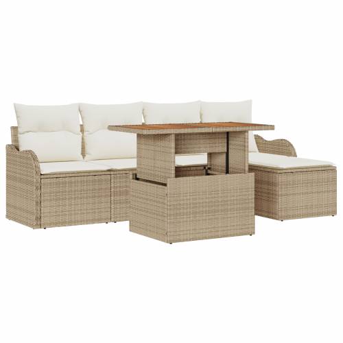 6-dijelni vrtni sofa set s jastucima bež poli ratan Cijena