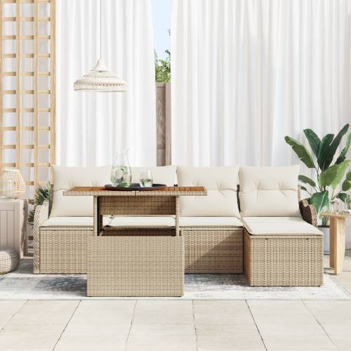 6-dijelni vrtni sofa set s jastucima bež poli ratan Cijena