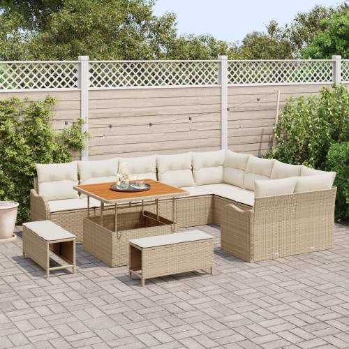12-dijelni vrtni sofa set s jastučićima Bež poli ratan akacija Cijena