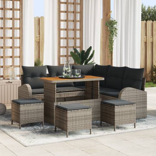 Vrtna garnitura - 9-dijelni set vrtnih sofa s jastučićima, siva, poliratan Cijena