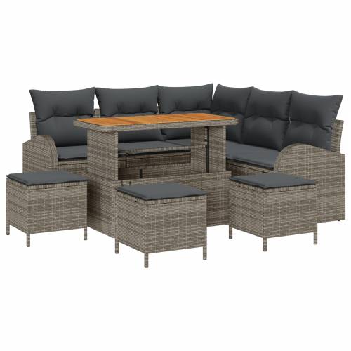 Vrtna garnitura - 9-dijelni set vrtnih sofa s jastučićima, siva, poliratan Cijena