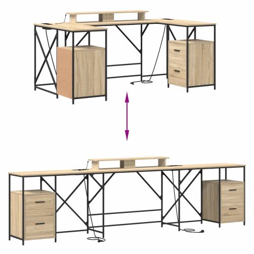 Stol s ladicama s pohranom 182 x 101 x 87.5 cm Konstruirano drvo Cijena