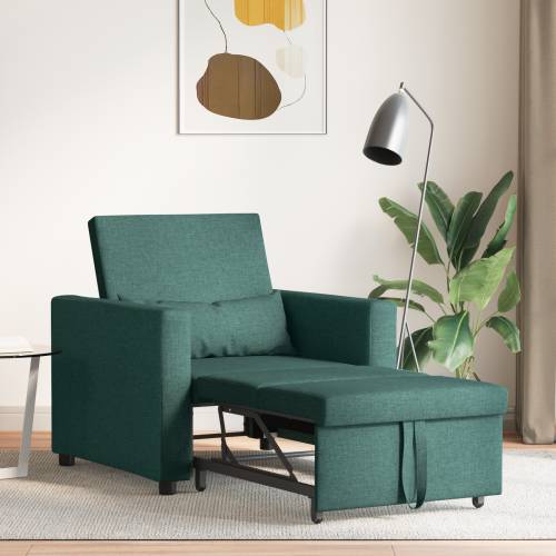 3-u-1 Singl Sofa Krevet Konvertibilna Tamnozelena Tkanina Cijena