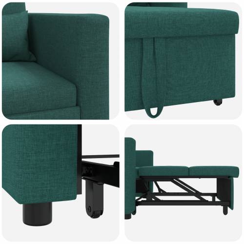 3-u-1 Singl Sofa Krevet Konvertibilna Tamnozelena Tkanina Cijena